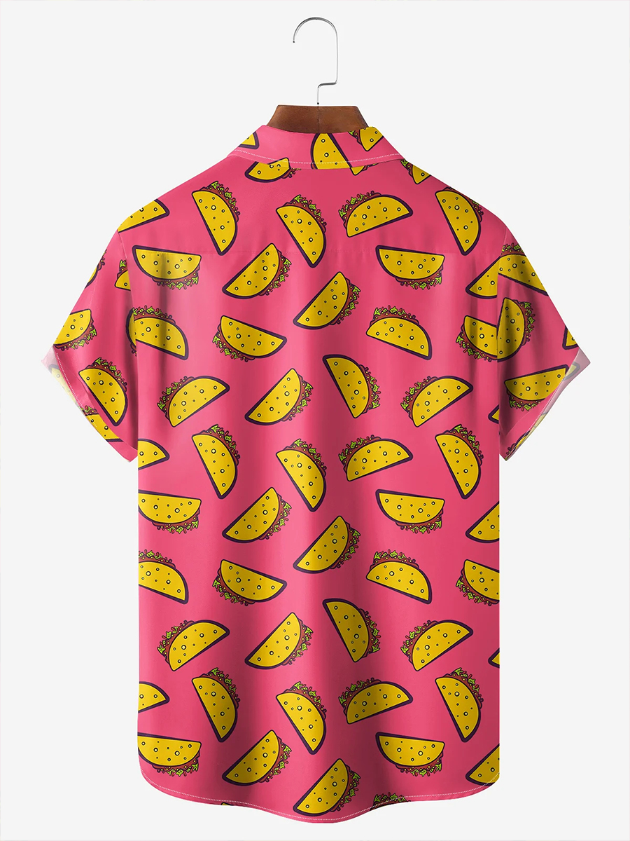 Moisture-wicking Taco Flamingo Chest Pocket Casual Shirt