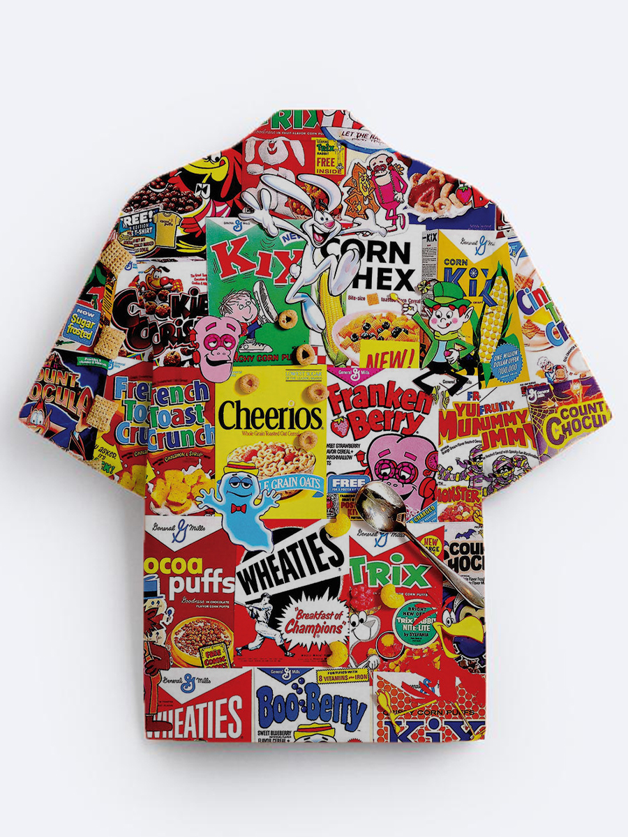 Men's Vintage Cereal Boxes Pattern Shirt