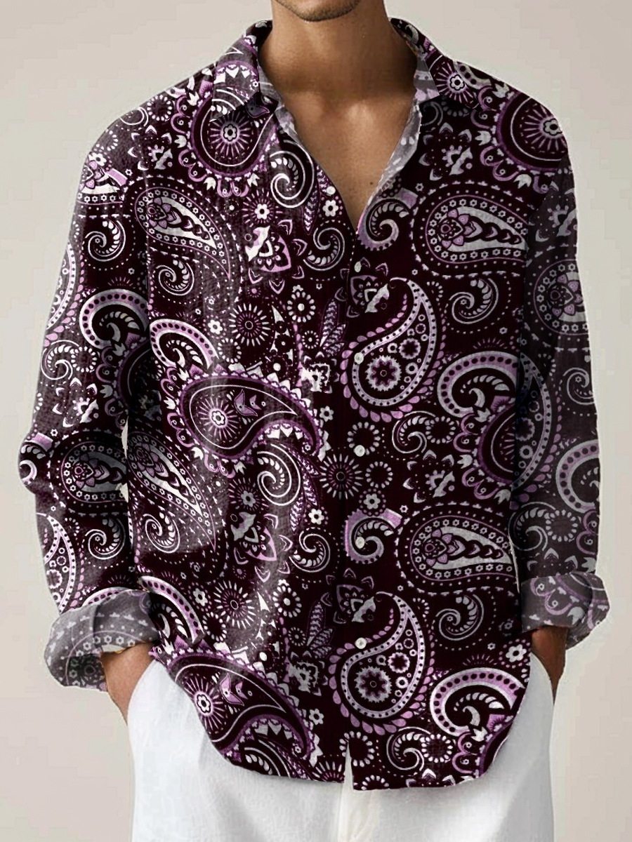 Men's Casual Shirt Paisley Plus Size Shirts