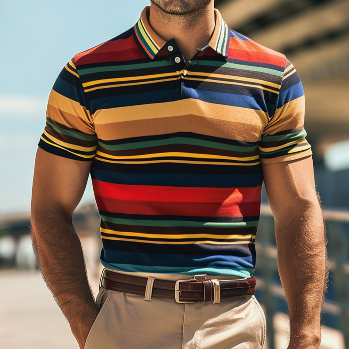 Men's Multicolor Stripes Polo Shirt