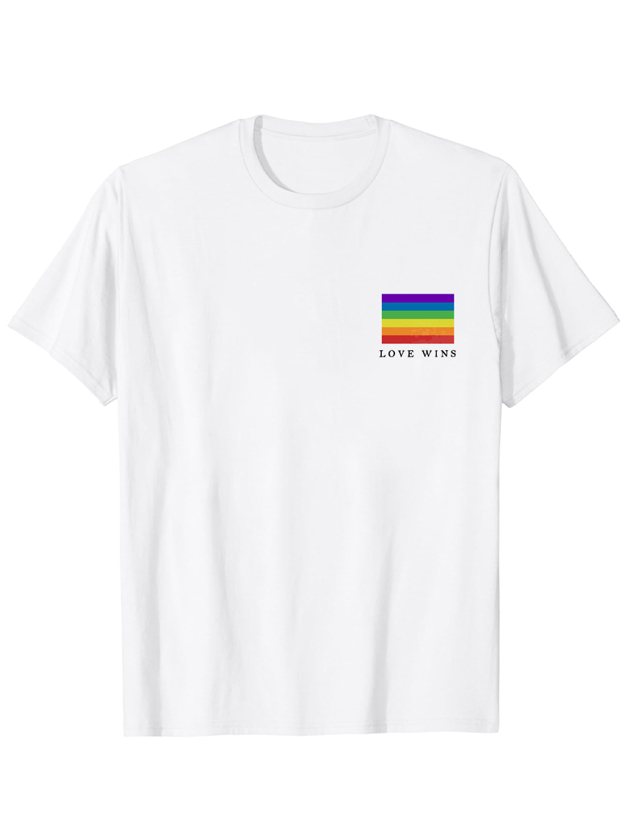 Men's 100%Cotton Love Wins Pride Month Casual Tee