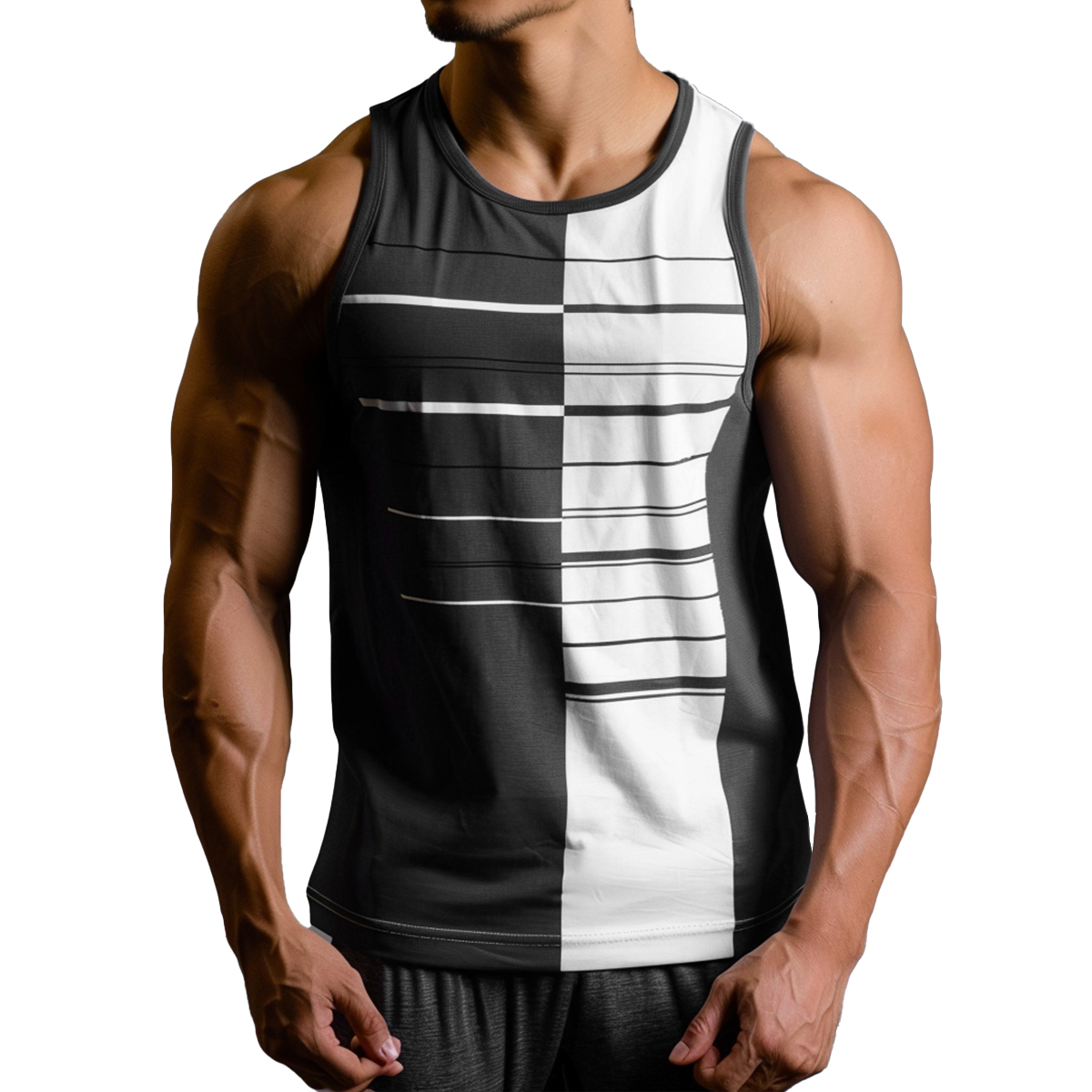 Men's Basics Stripes Crew Neck Tank Top