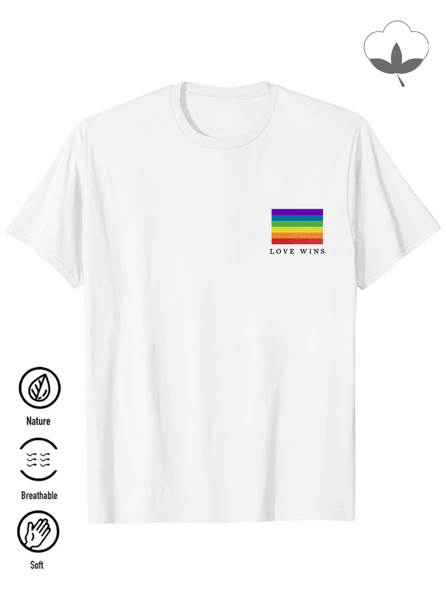 Men's 100%Cotton Love Wins Pride Month Casual Tee