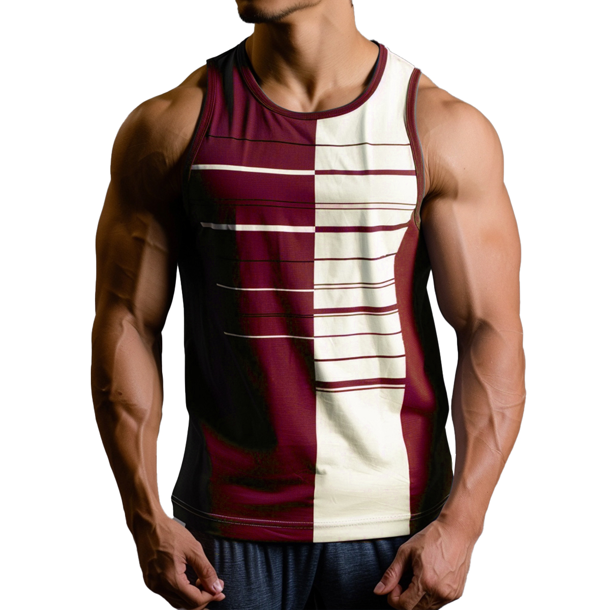Men's Basics Stripes Crew Neck Tank Top