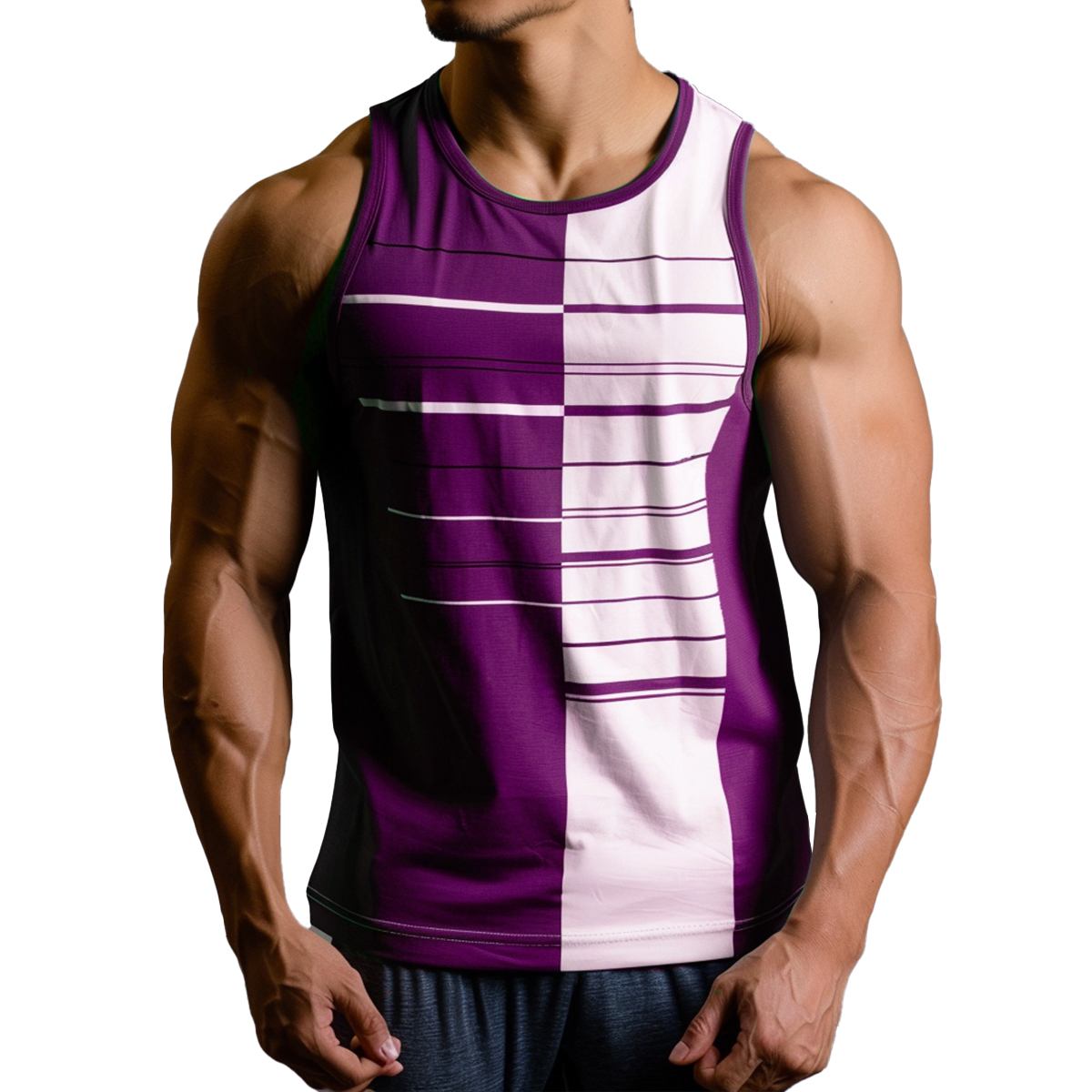 Men's Basics Stripes Crew Neck Tank Top