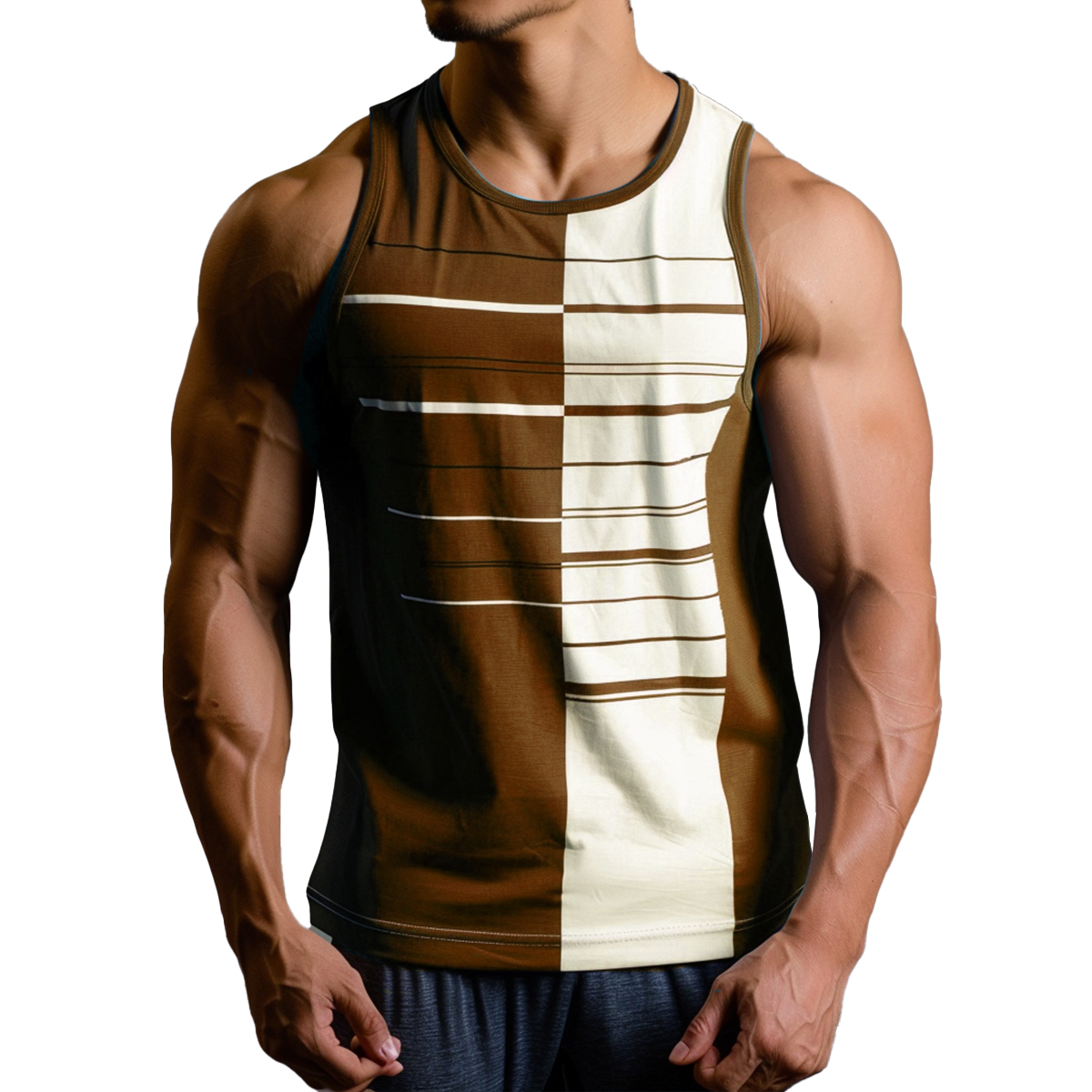 Men's Basics Stripes Crew Neck Tank Top