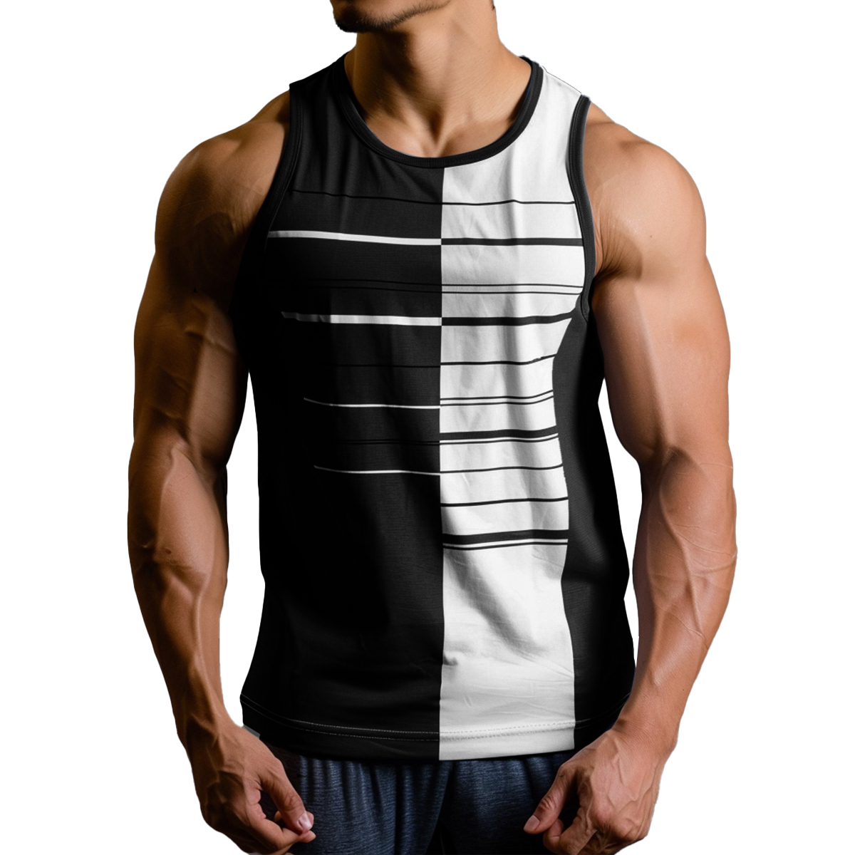 Men's Basics Stripes Crew Neck Tank Top