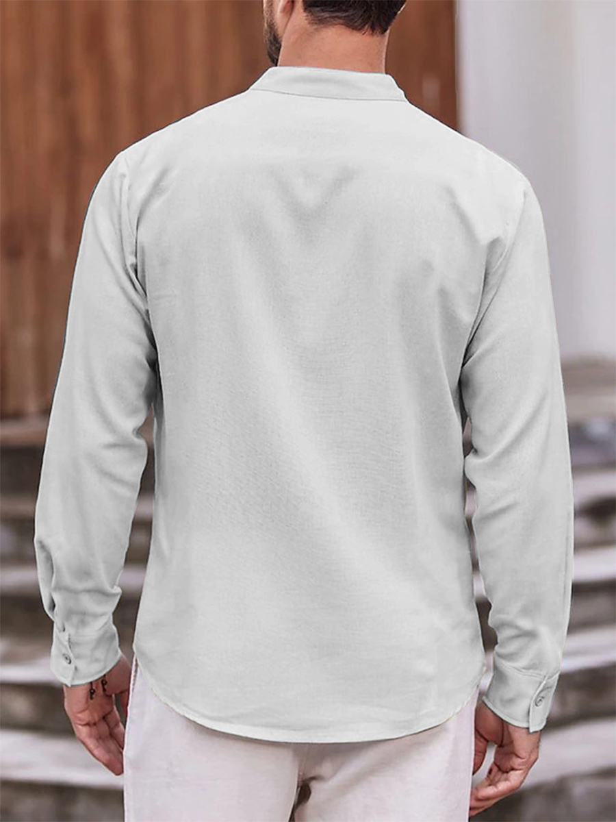 Vintage Ink Dragon Print Long Sleeve Hawaiian Shirt