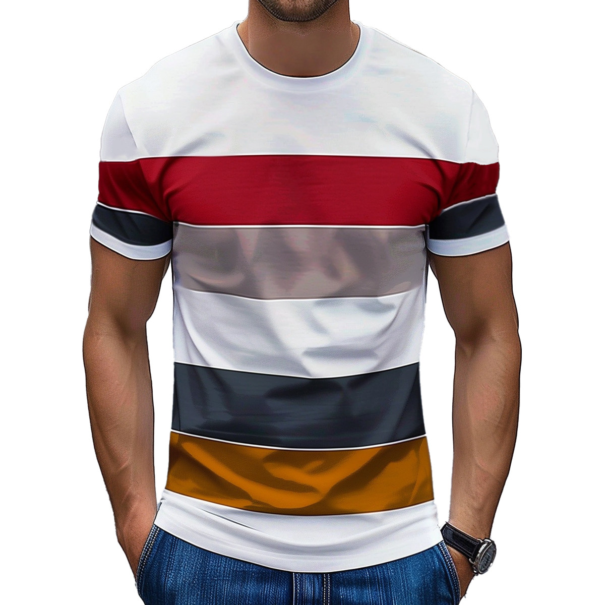 Men's Casual Stripes Short Sleeve T-Shirt