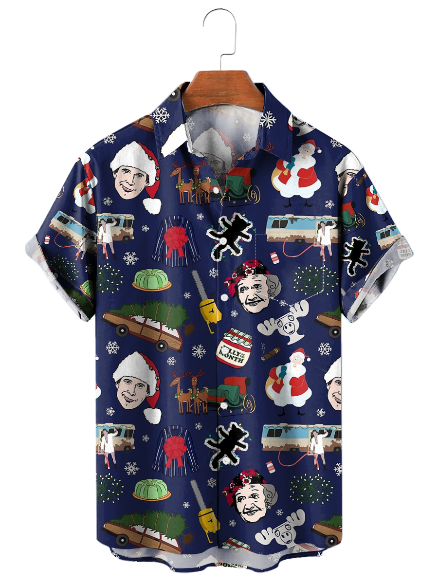 Vintage Xmas Holiday Christmas Vacation Short Sleeve Shirts