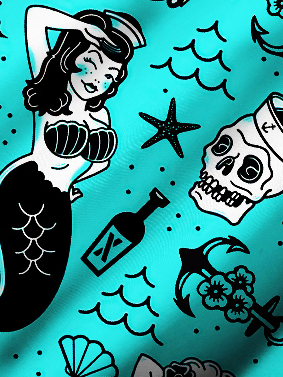 Beach Vacation Vintage Hawaiian Men's Tattoo Art Casual Boat Shorts