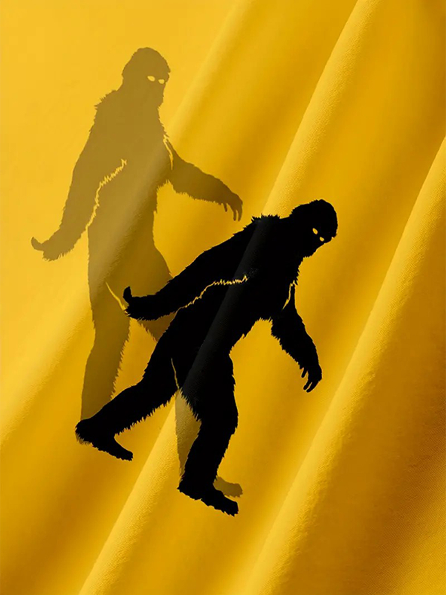 Men's Hawaiian Shirt Bigfoot Print Bowling Style Beach Easy Care Short Sleeve Shirt