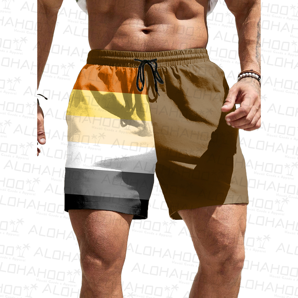 Men's Shorts Holiday Rainbow Stripes Print Beach Shorts