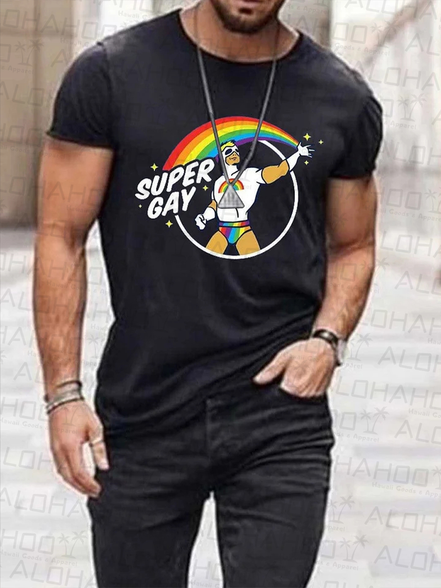 Men's Rainbow Pride Super Queer T-Shirt