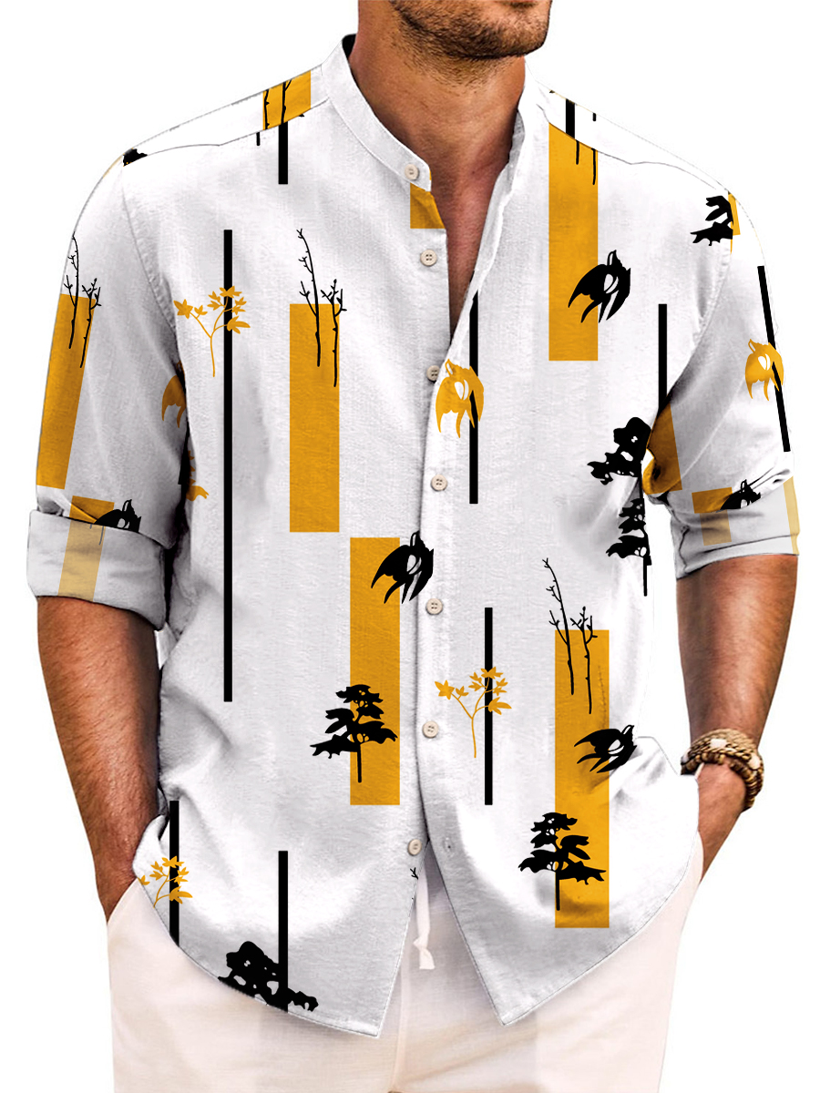 Geometry Art Print Easy Care Aloha Long Sleeve Shirts