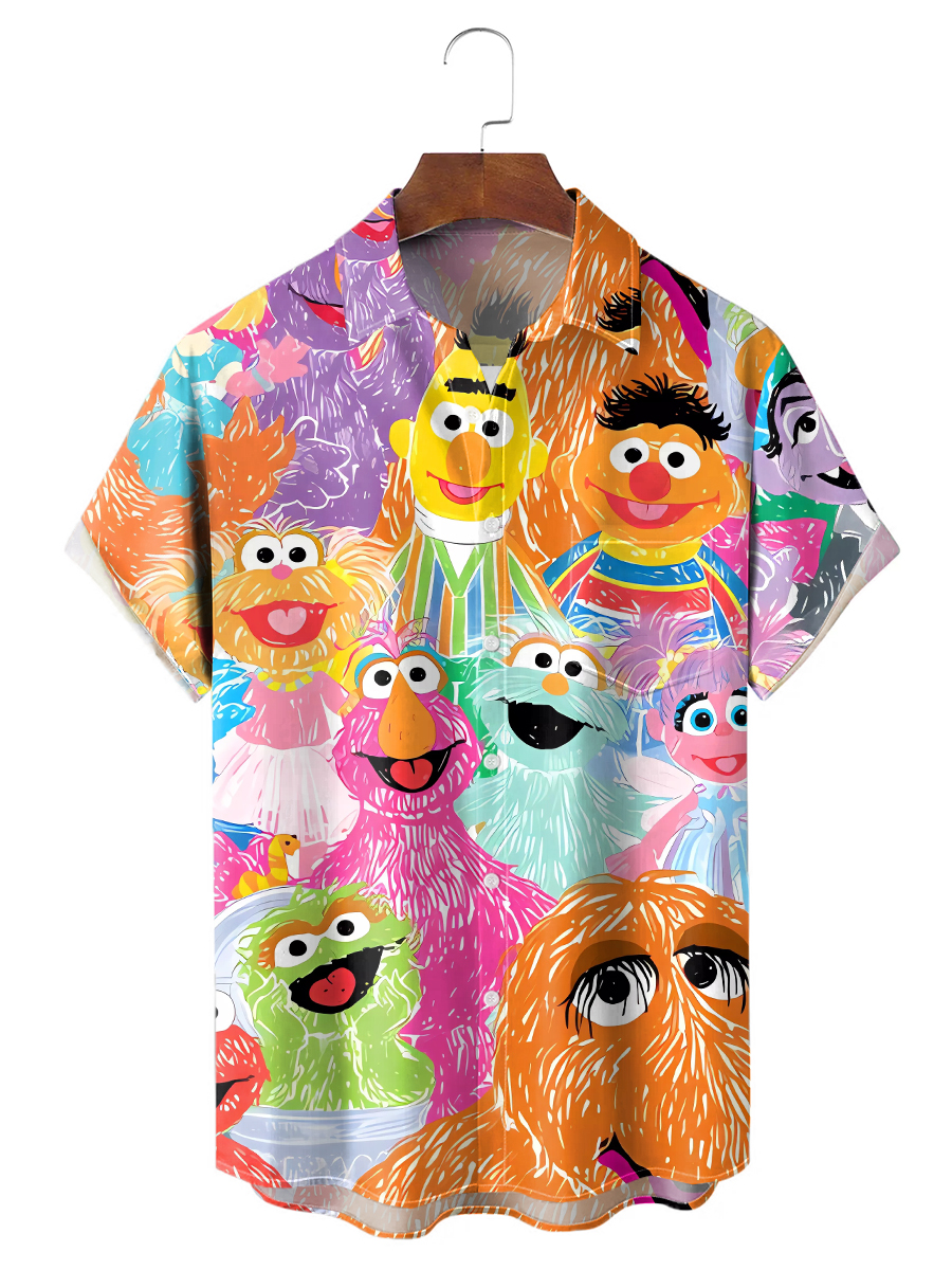 Men's Funny Cartoon Art Print Shirt