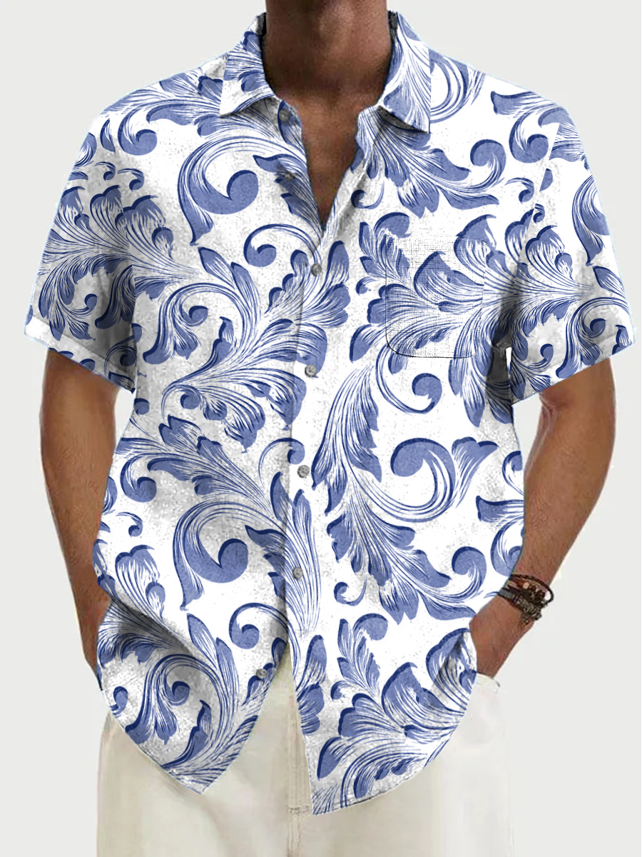 Vintage Floral Men's Hawaiian Shirt Plus Size Shirts