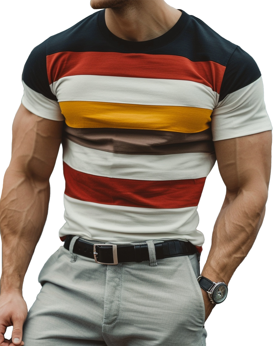 Men's Retro Stripes Short Sleeve Easy Care T-Shirt