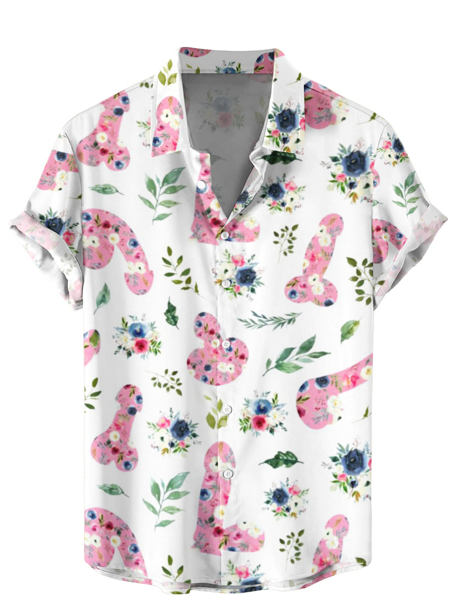 Funny Floral Cocks Art Hawaiian Shirt