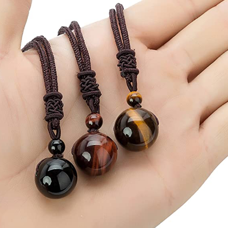 Natural Stone Crystal Ball Necklace