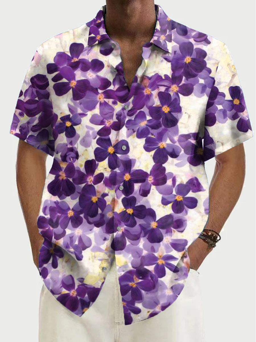 Retro Watercolor Floral Pattern Shirt Men's Hawaiian Shirt