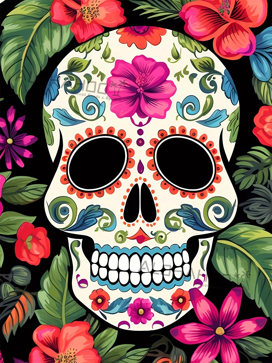 Men's Hawaiian Skull Art Pattern Beach Shorts