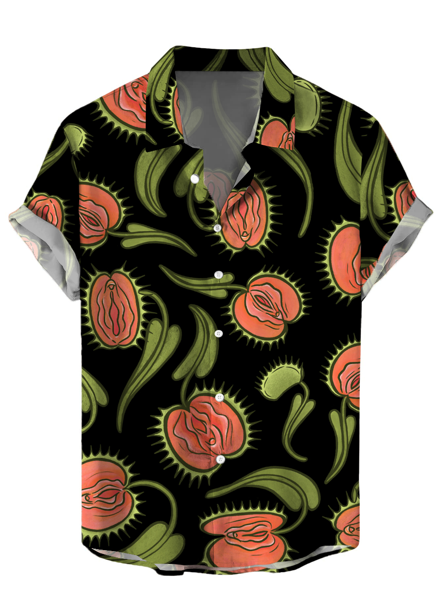 Men's Hawaiian Shirts Funny Sexy Floral Print Aloha Shirts