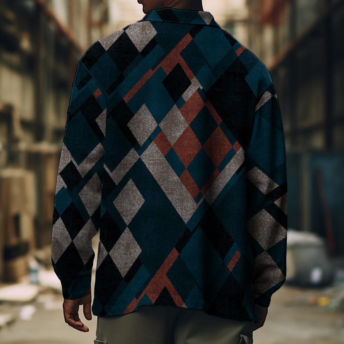 Men's Casual Jacket Retro Plaid Print Long Sleeve Pockets Shirt Jacket