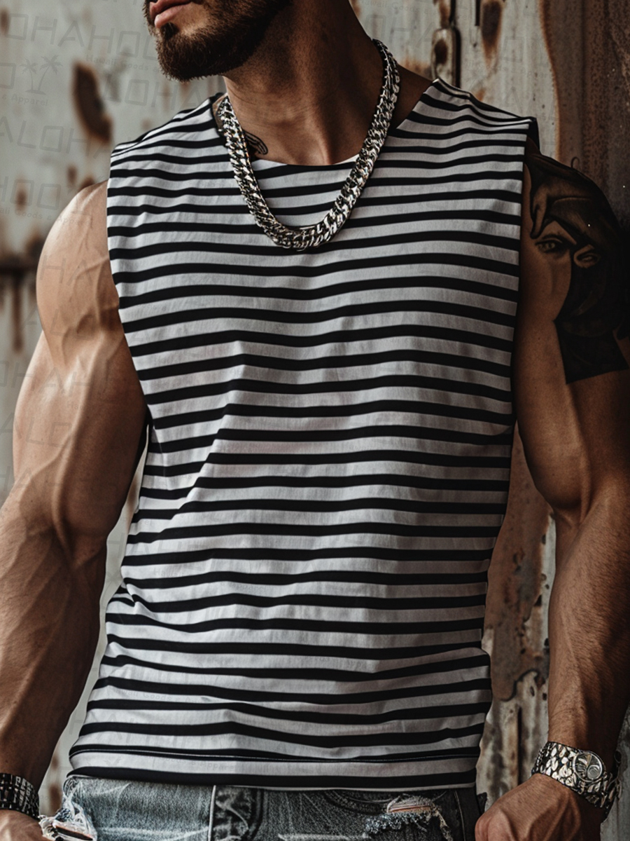 Men's Casual Stripes Tank Top T-Shirt