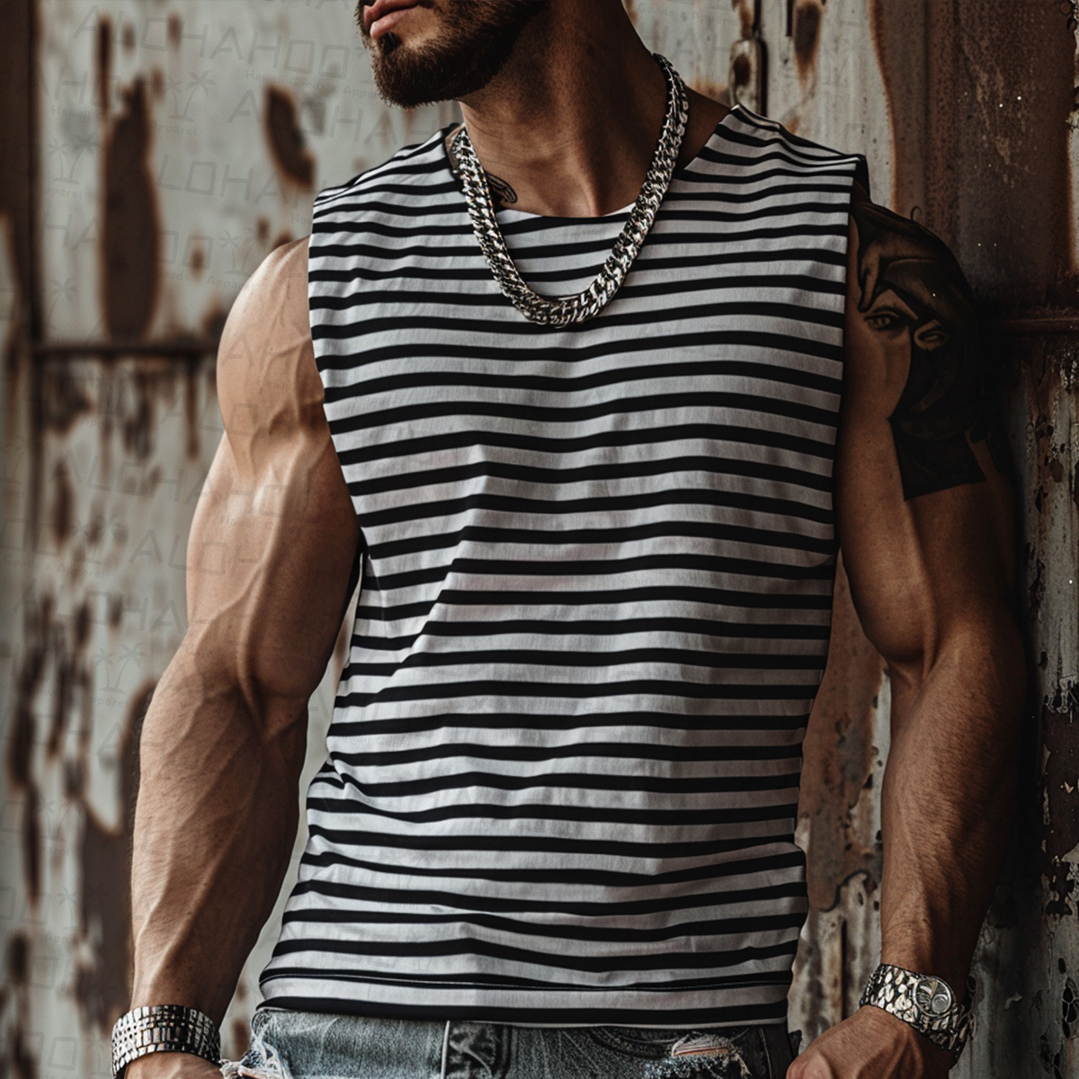 Men's Casual Stripes Tank Top T-Shirt
