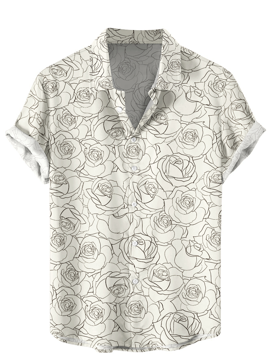 Hawaiian Flowers Print Short Sleeve Shirt