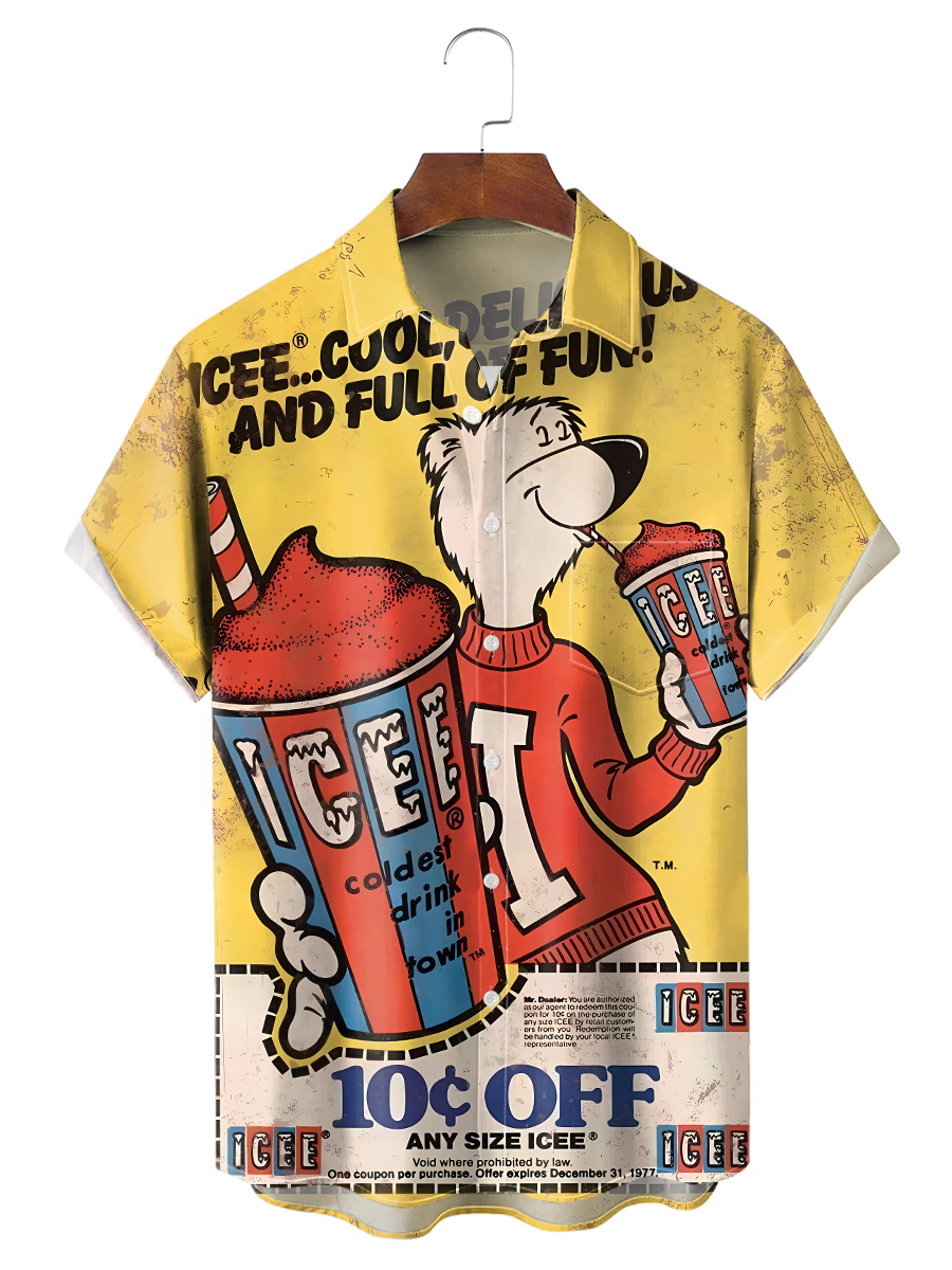 Men's Nostalgic Poster Art Print Shirt