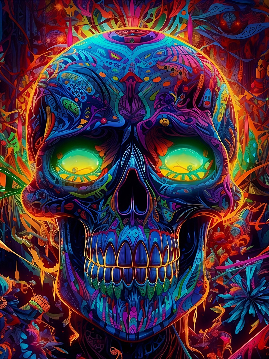 Men's Hawaiian Skull Art Pattern Beach Shorts