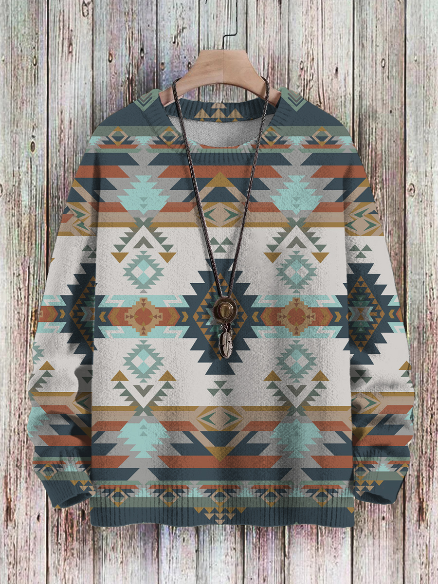 Men's Sweater Vintage Ethnic Tribal Native Pattern Pullover Print Casual Sweater