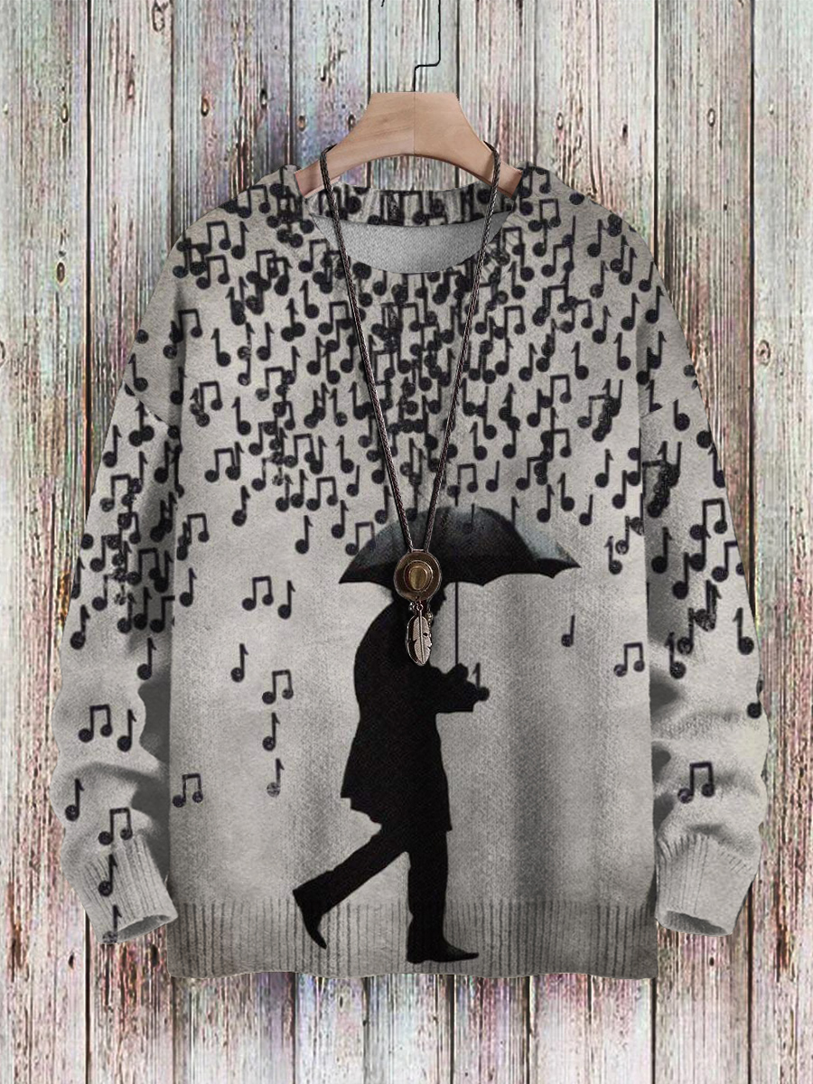 Men's Sweater Raindrops Pattern Pullover Print Casual Sweater