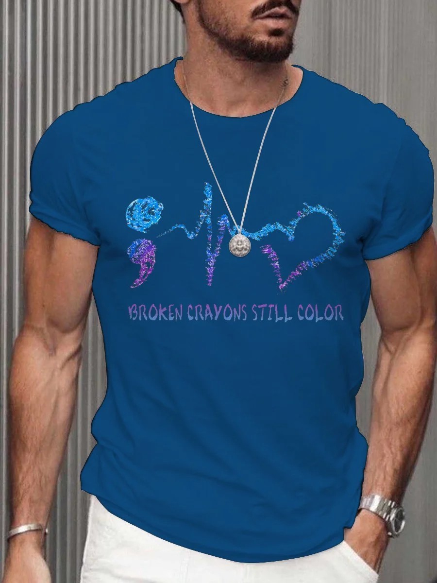 Men's Broken Crayons Still Color Mental Health Matters Awareness T-shirt