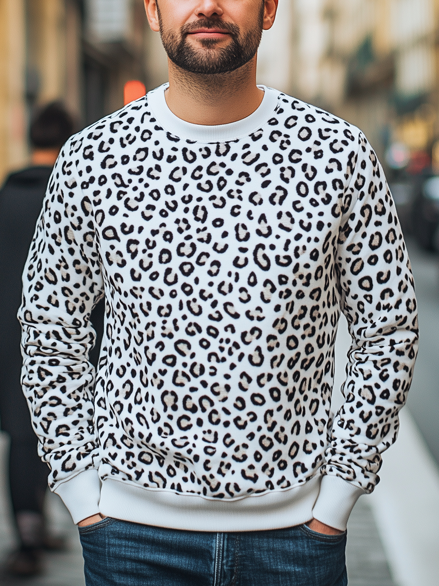 Trendy Leopard Patterned Casual Sweatshirt