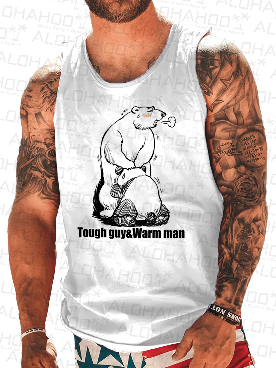 Men's Tank Top Tough Guy & Warm Man Art Print Crew Neck Tank T-Shirt