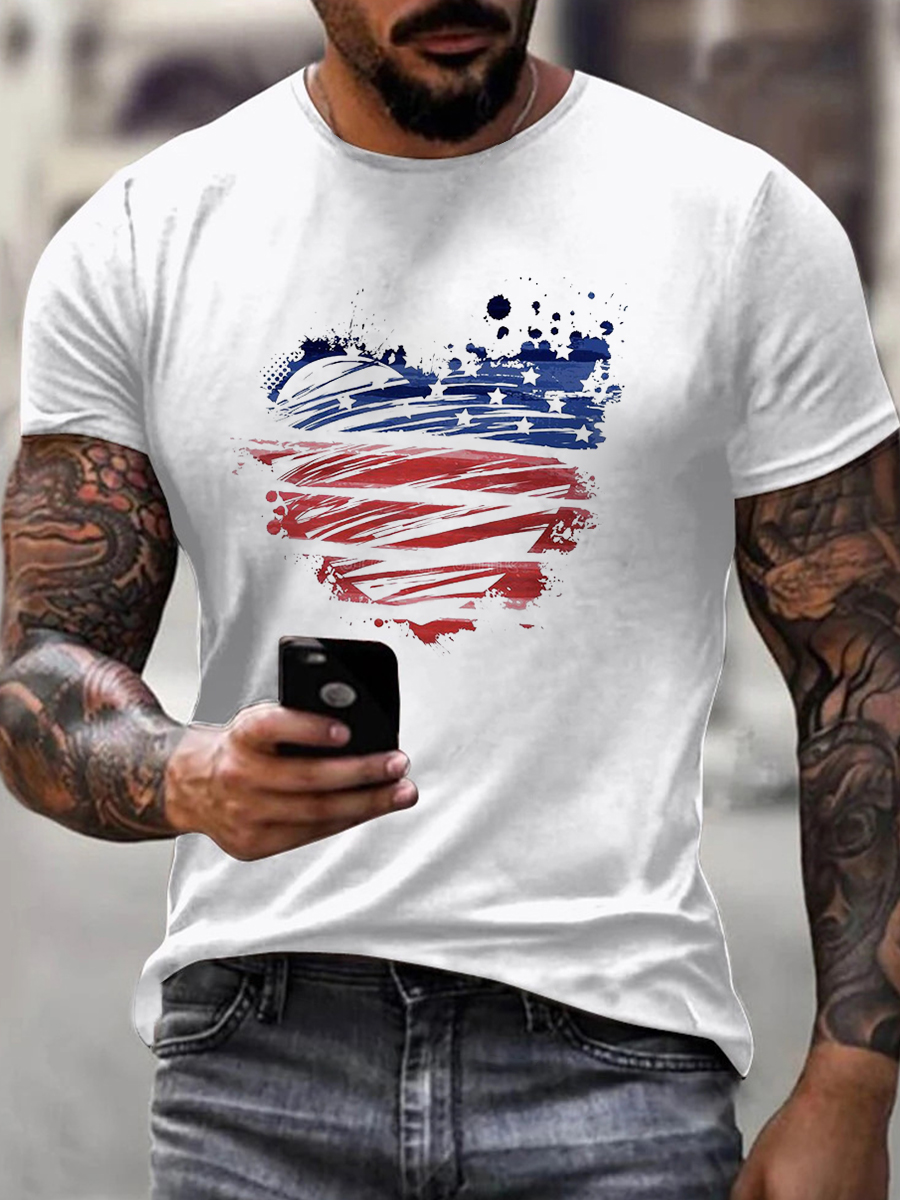 Men's Happy Independence Day Print Casual T-Shirt
