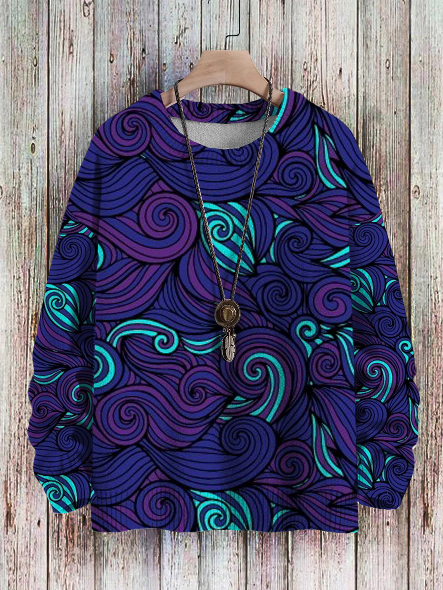 Men's Sweater Impressionist Pattern Print Casual Knit Sweatshirt Sweater