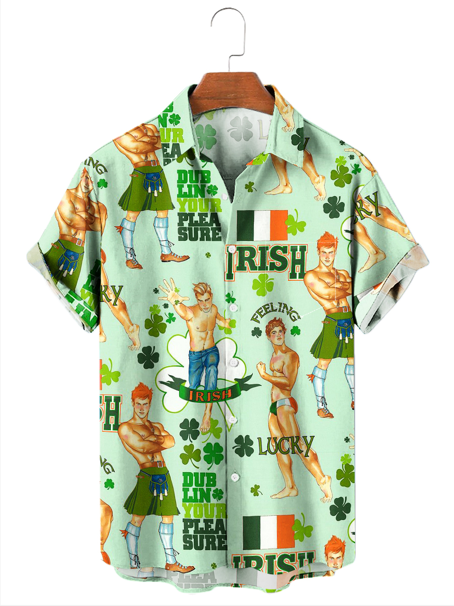 Holiday Retro St. Patrick's Pattern Hawaiian Shirt