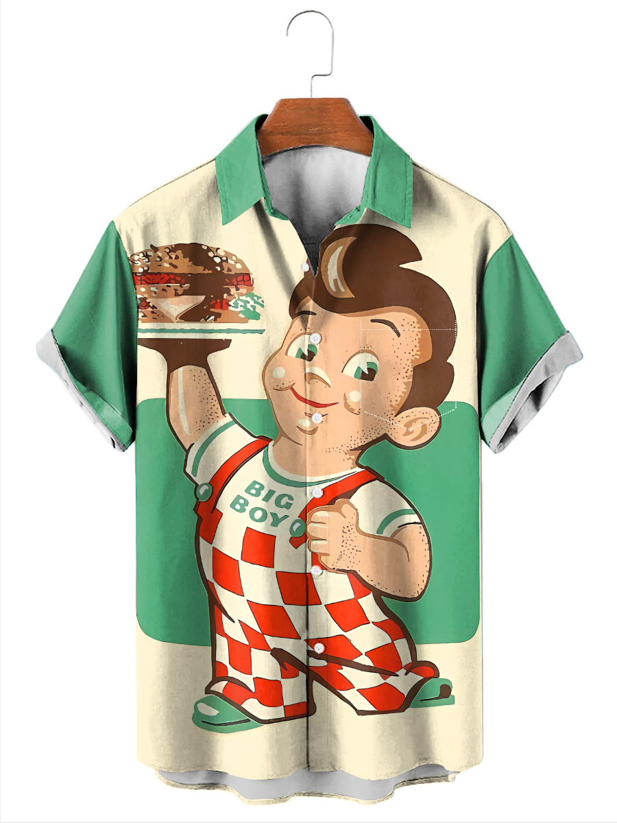 Nostalgic Hamburger Poster Print Short Sleeve Shirt