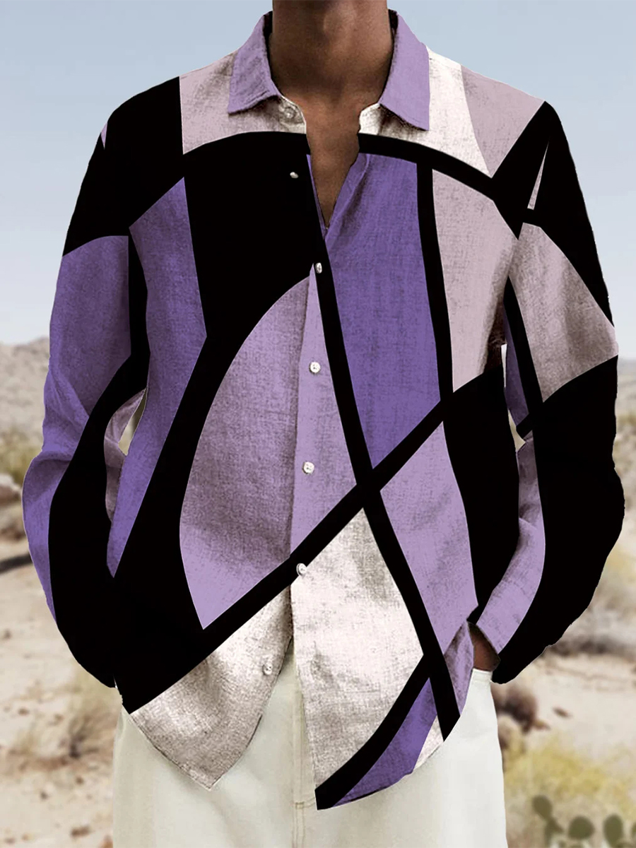 Men's Prints Long-Sleeved Fashion Casual Shirt