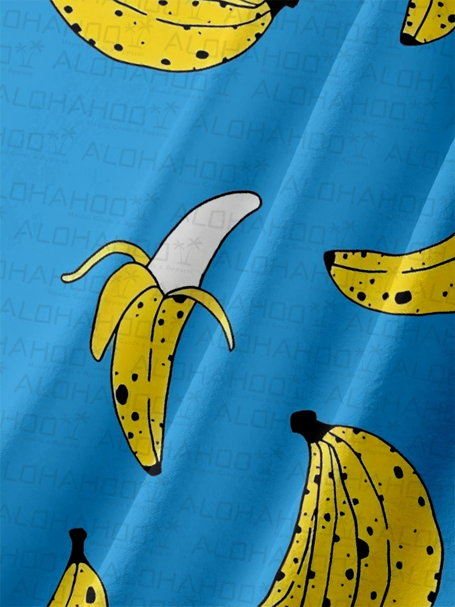 Fruit Banana Chest Pocket Hawaiian Shirt