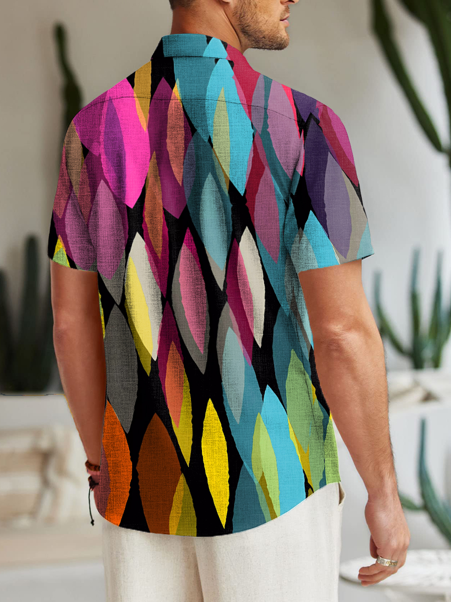 Men's Shirt Rainbow Art Print Casual Vacation Oversized Short Sleeve Shirt