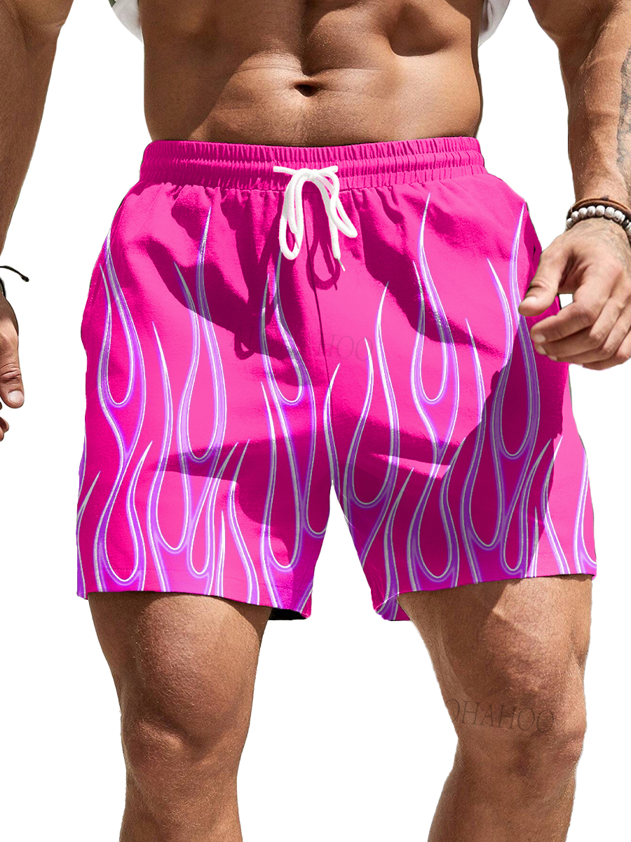 Men's Shorts Vintage Flame Print Beach Shorts