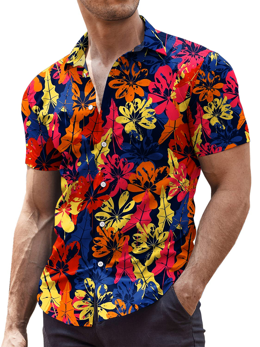 Men's Hawaiian Shirts Retro Floral Print Aloha Shirts