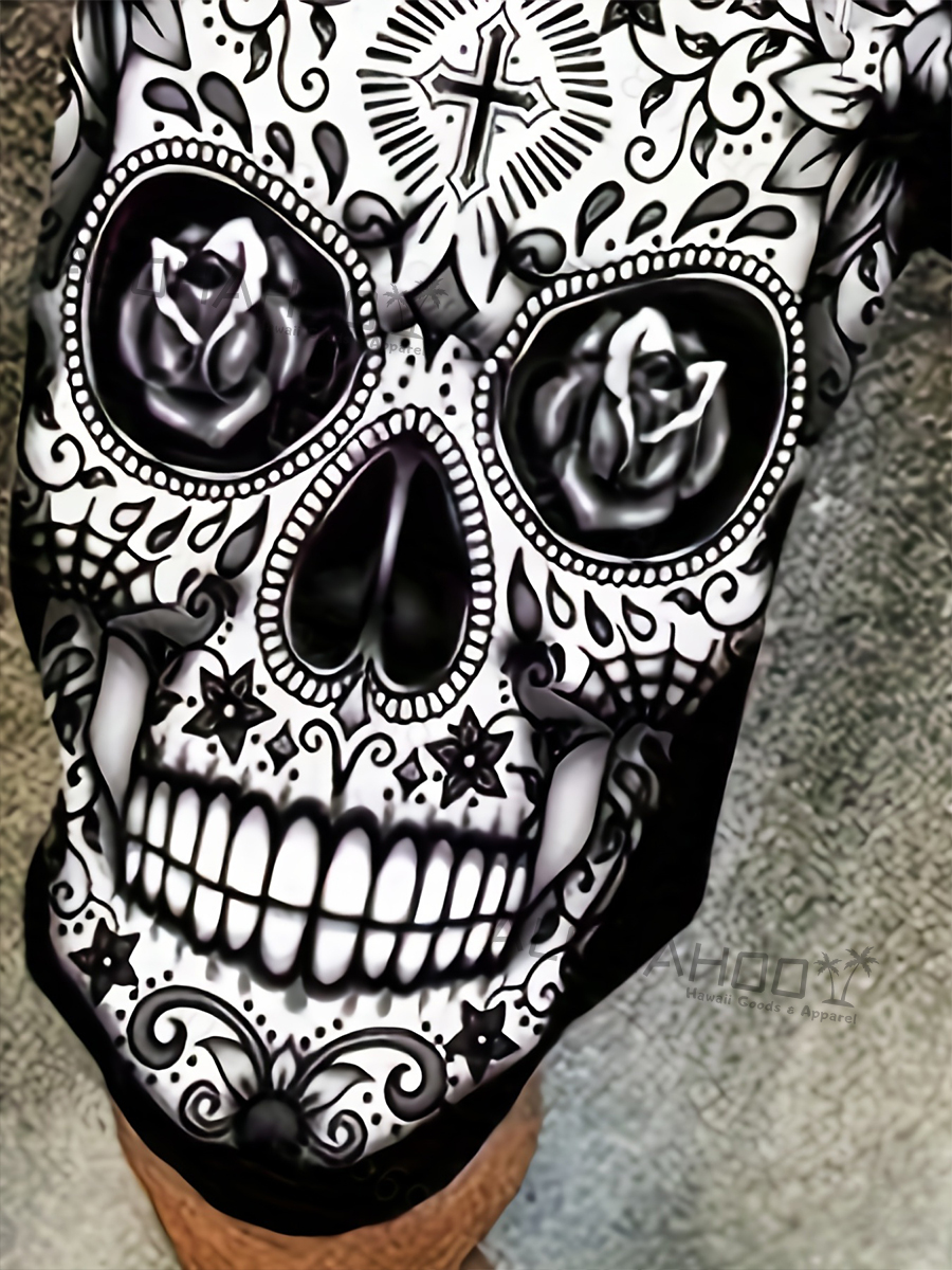 Men's Hawaiian Skull Art Pattern Beach Shorts