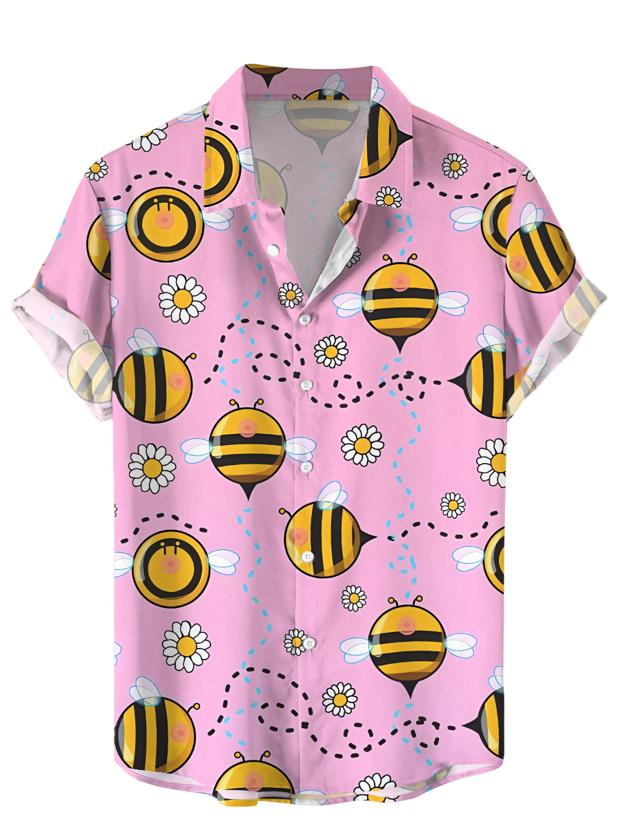 Hawaiian Fun Sexy Bee Art Pattern Short Sleeve Shirt