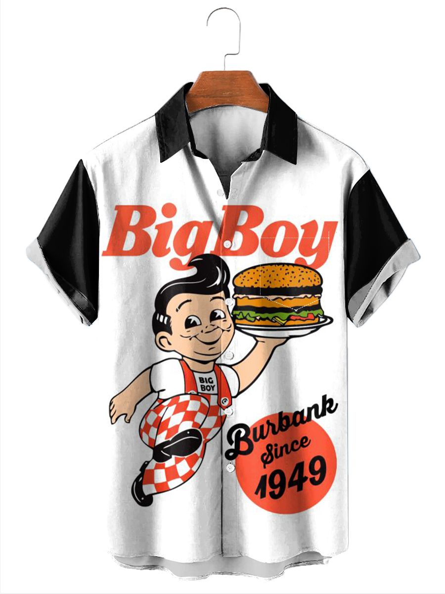 Nostalgic Vintage Hamburger Poster Print Short Sleeve Shirt